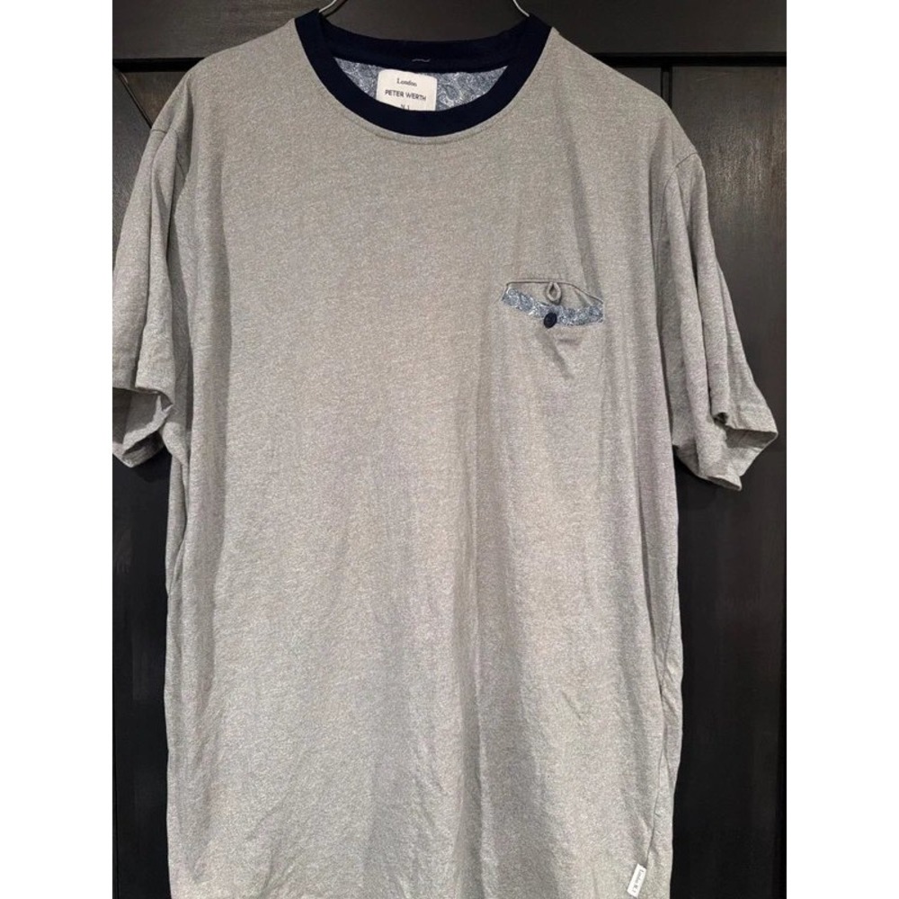 Peter Werth London N.1 Daleham Gray Paisley Pocket T-Shirt XL PGS04300